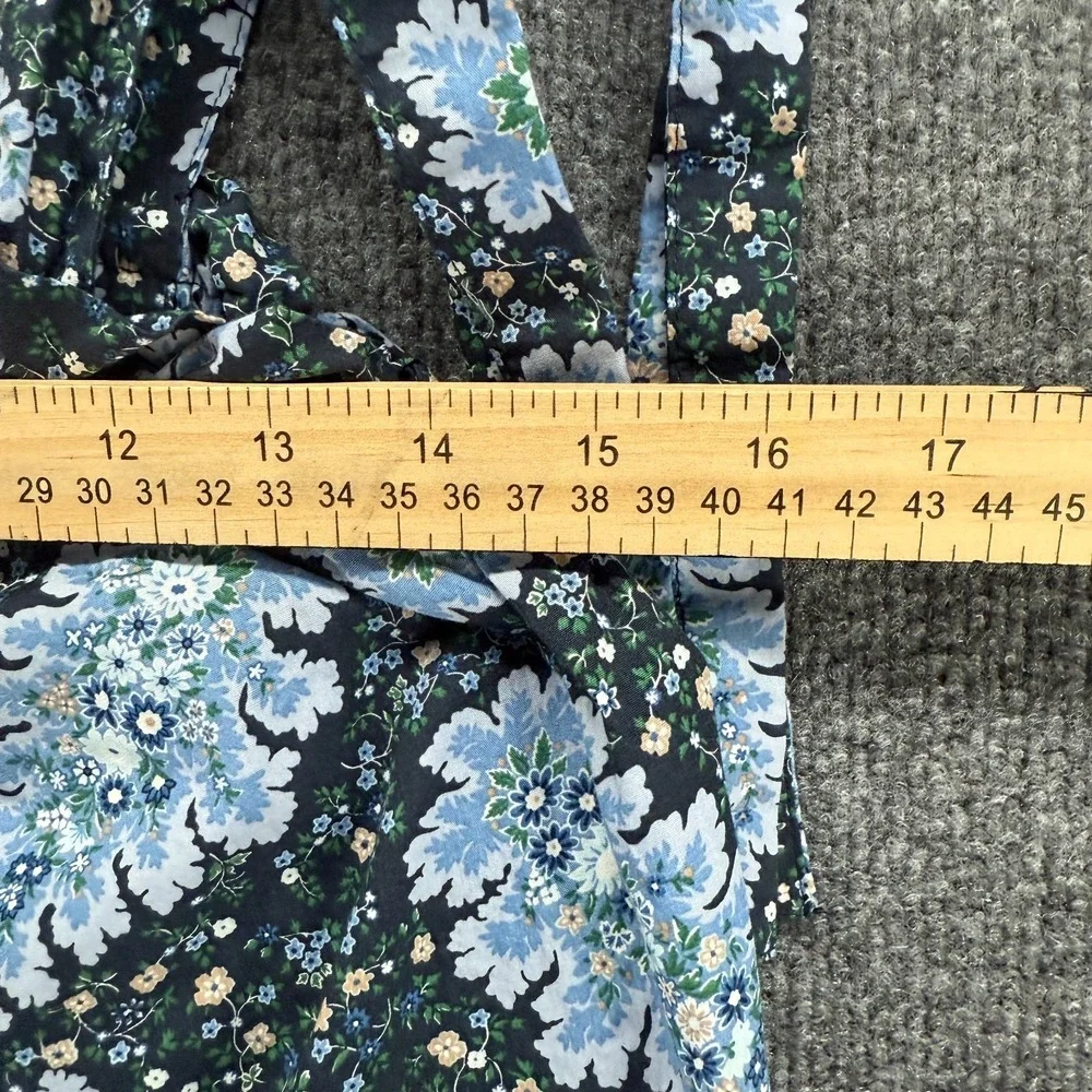 J Crew 90s Top Womens M‎ Blue Floral Babydoll Romantic Fairy Cottage Boho Casual
